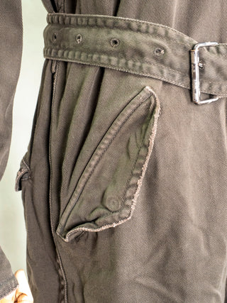 Khaki Washed Cotton Jumpsuit
