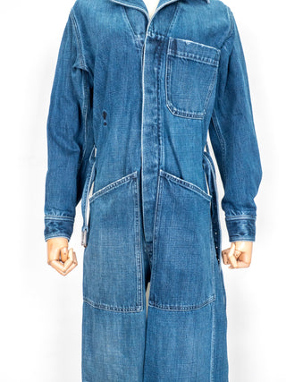 Blue Washed Denim Long Sleeve Jumpsuit