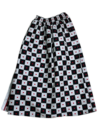 Dioramour Black And Red Checkered Heart Printed Skirt