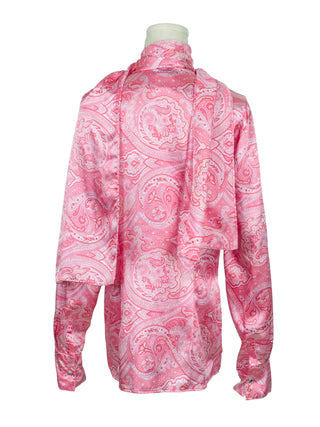 Pink Paisley Long Sleeves Shirt with Crystallized Snap Buttons and Neck Wrap