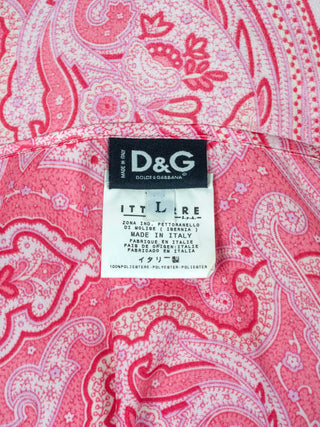 Pink Paisley Long Sleeves Shirt with Crystallized Snap Buttons and Neck Wrap
