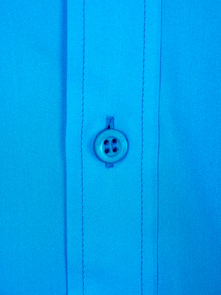 Blue Silk Long Shirt with Logo Front and Back