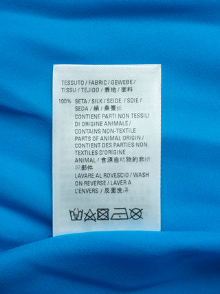 Blue Silk Long Shirt with Logo Front and Back