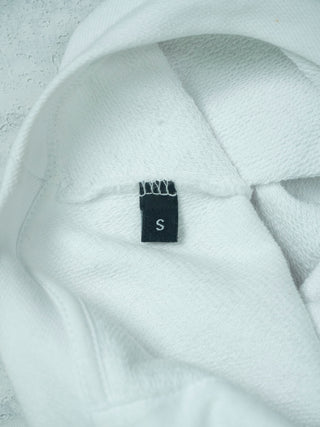 White Cotton Sweatshirt with Crystallized Anchor Print on the Front