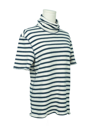 Navy Striped Turtle Neck Cotton Top