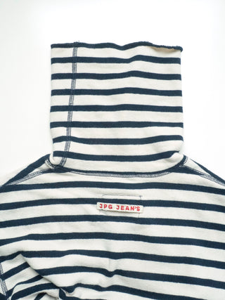 Navy Striped Turtle Neck Cotton Top
