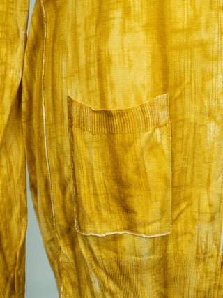 Mustard Yellow Silk Cardigan with 2 Front Pockets