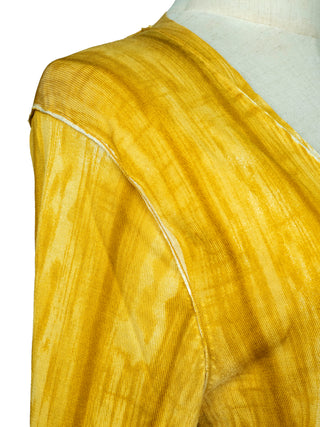 Mustard Yellow Silk Cardigan with 2 Front Pockets