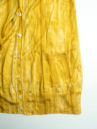 Mustard Yellow Silk Cardigan with 2 Front Pockets