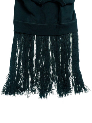 Black Cotton Sleeveless Dress with Fringe Ends