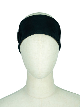 Black Nylon Headband with Logo Plate