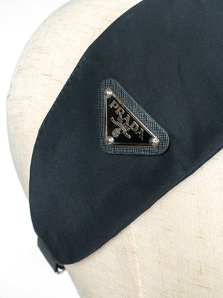 Black Nylon Headband with Logo Plate