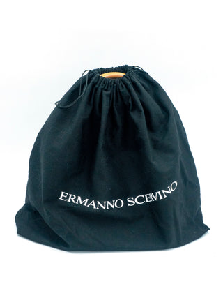 Woven Tote Bag with Leather Handle and a Logo Embossed Luggage Tag