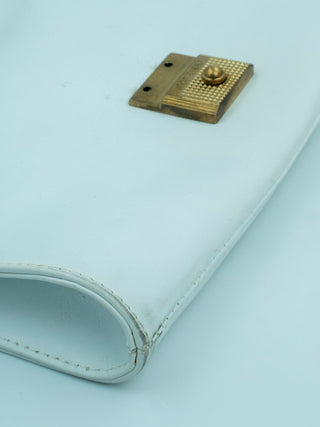 White Leather Shoulder Bag with Zebra Print Calfhair on Flap