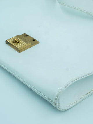 White Leather Shoulder Bag with Zebra Print Calfhair on Flap