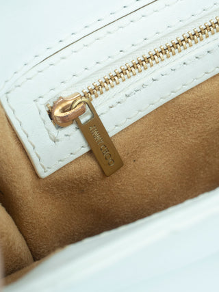 White Leather Shoulder Bag with Zebra Print Calfhair on Flap