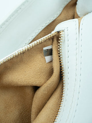 White Leather Shoulder Bag with Zebra Print Calfhair on Flap