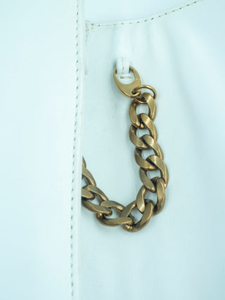 White Leather Shoulder Bag with Zebra Print Calfhair on Flap