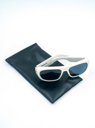 White (cream) Plastic Sunglasses with Grey Monochrome Lenses