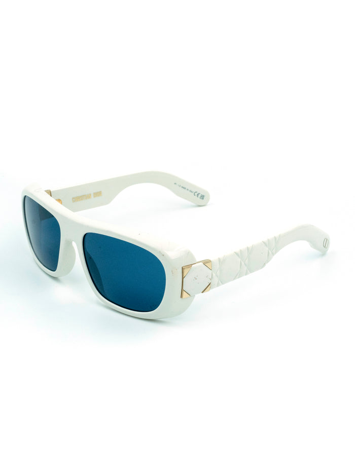 White (cream) Plastic Sunglasses with Grey Monochrome Lenses