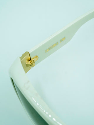White (cream) Plastic Sunglasses with Grey Monochrome Lenses