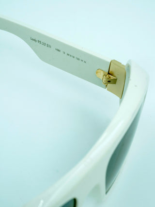 White (cream) Plastic Sunglasses with Grey Monochrome Lenses