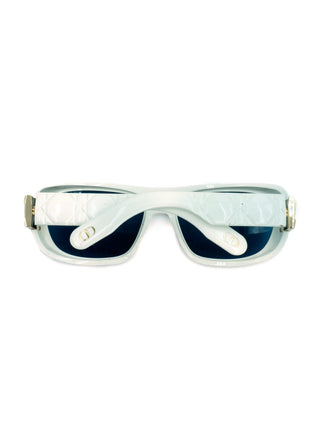 White (cream) Plastic Sunglasses with Grey Monochrome Lenses
