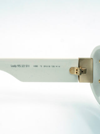 White (cream) Plastic Sunglasses with Grey Monochrome Lenses