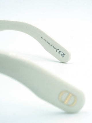 White (cream) Plastic Sunglasses with Grey Monochrome Lenses