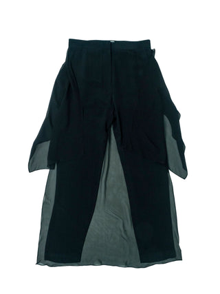 Black Silk Pants with Sheer Wrap