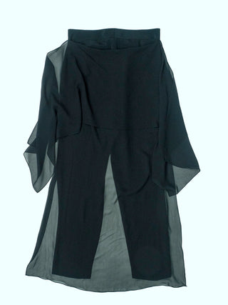 Black Silk Pants with Sheer Wrap