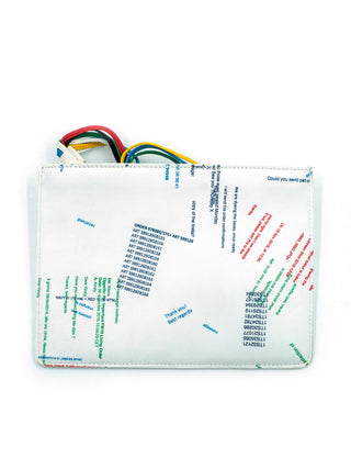 White Leather Pouch with Colorful Tassel