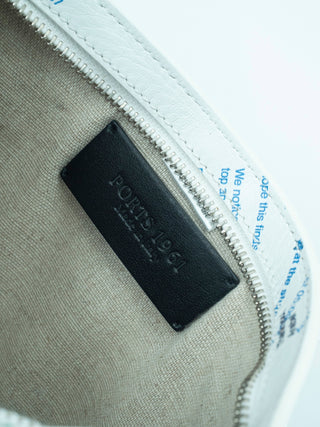 White Leather Pouch with Colorful Tassel
