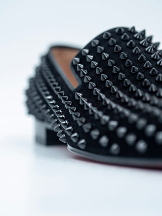 Black Dandelion Spikes Flat Shoes