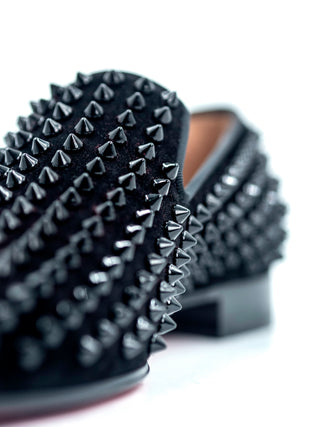 Black Dandelion Spikes Flat Shoes