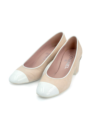 Beige Classic Cap Toe Suede Heels