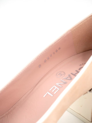 Beige Classic Cap Toe Suede Heels
