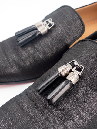 Black Leather Tassel Loafers