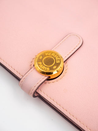 Pink Swift Dogon Long Wallet with Rose Gold Hardware