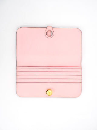 Pink Swift Dogon Long Wallet with Rose Gold Hardware