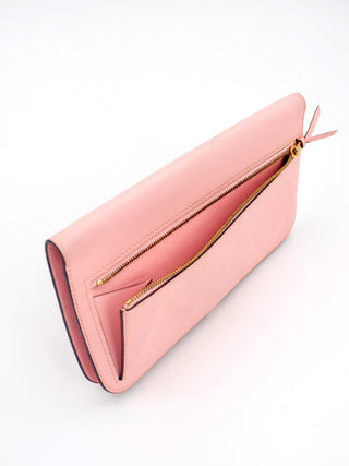Pink Swift Dogon Long Wallet with Rose Gold Hardware