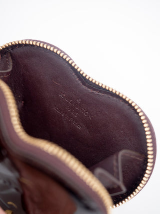 Black Patent Amarante Monogram Vernis Heart Coin Purse