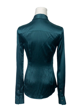 Green Satin Look Long Sleeves Shirt