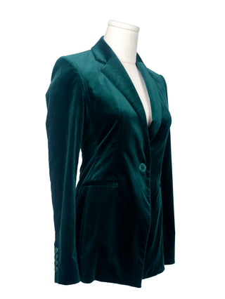Green Velvet Slim Fit Pant Suit