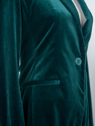 Green Velvet Slim Fit Pant Suit