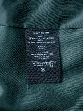 Green Velvet Slim Fit Pant Suit