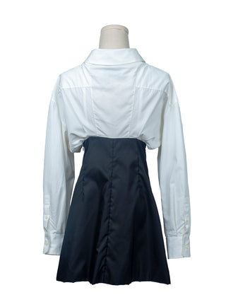 White Draped Shirt Dress with Black Re-nylon Bottom
