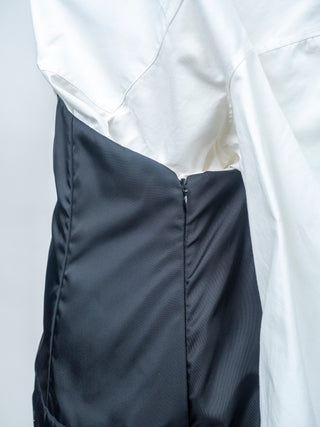 White Draped Shirt Dress with Black Re-nylon Bottom