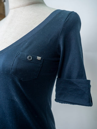 Navy V-neck Cotton Tee