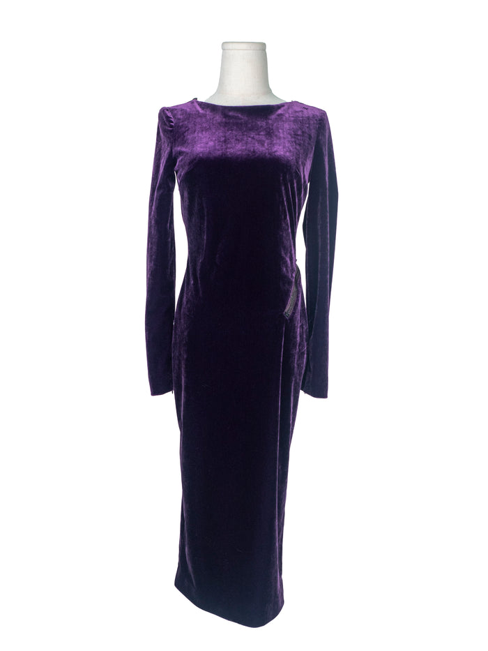Velvet Open Back Dress with Chunky Zipper Opening